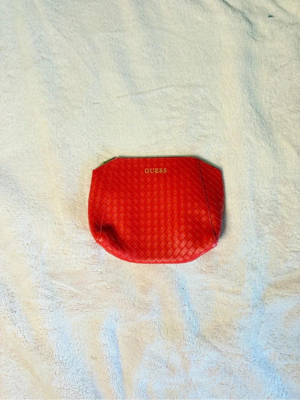 GUESS Red Quilted Cosmetic Pouch